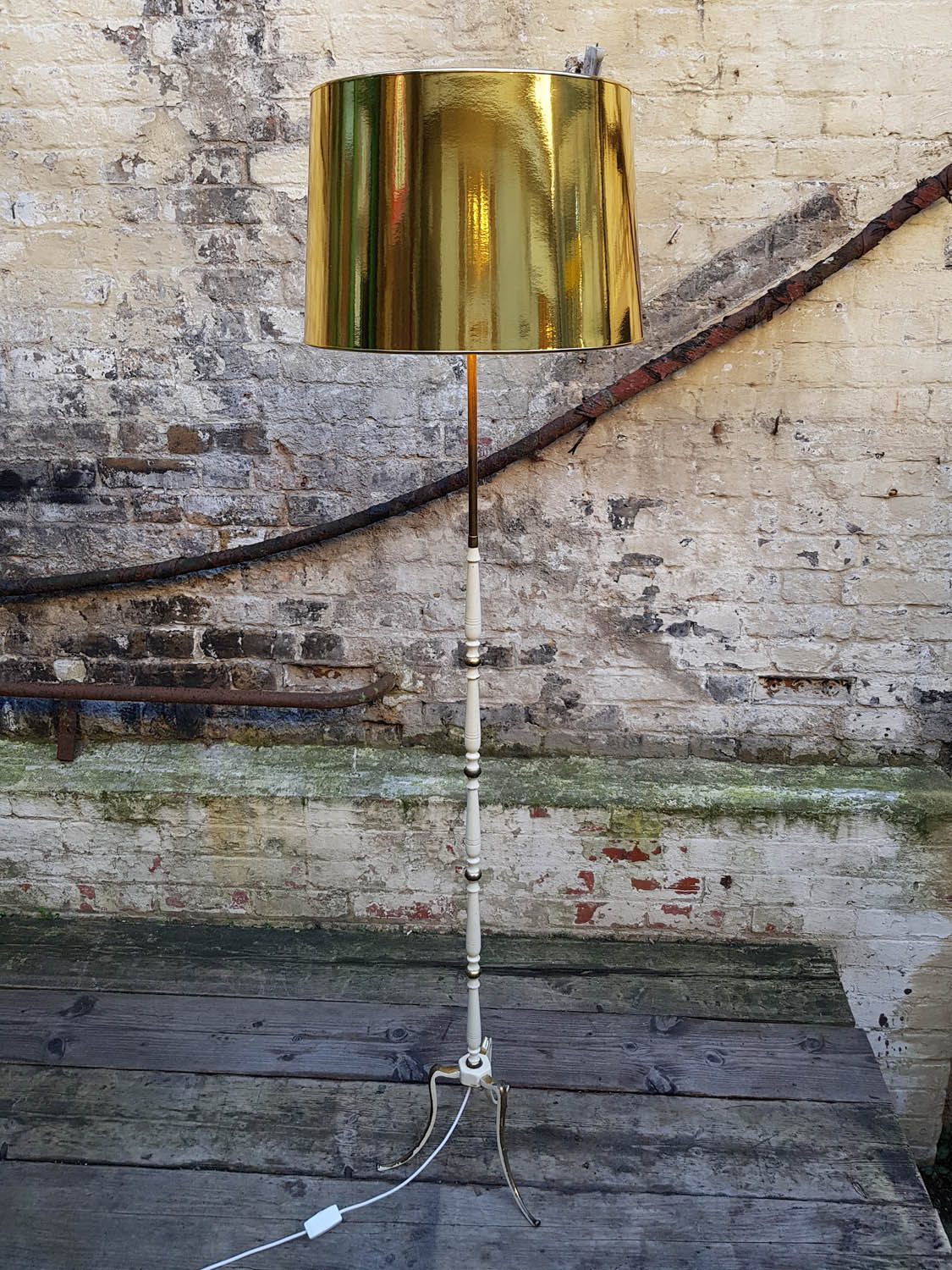 Junk Deluxe Brass And White Floor Lamp